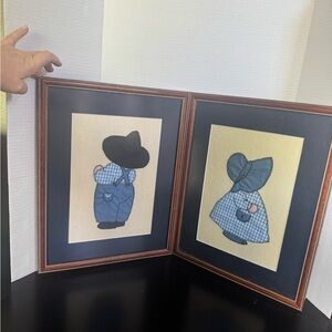 Framed Country Boy and Girl Art